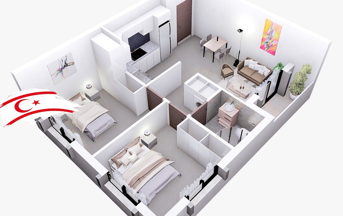 Двуспальная квартира в новых апартаментах